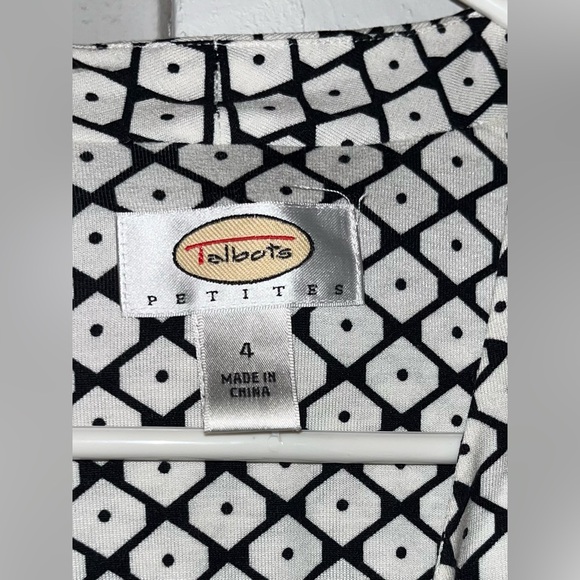 Talbots Petite Black and White Knit Midi Fit Flare Dress - Picture 13 of 15